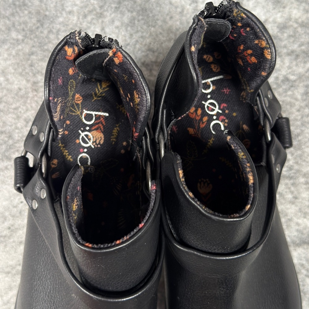 B.oc. Boots Born Concept Womens Black Harness Strap Ankle Booties Back Zip 11M - Picture 5 of 9